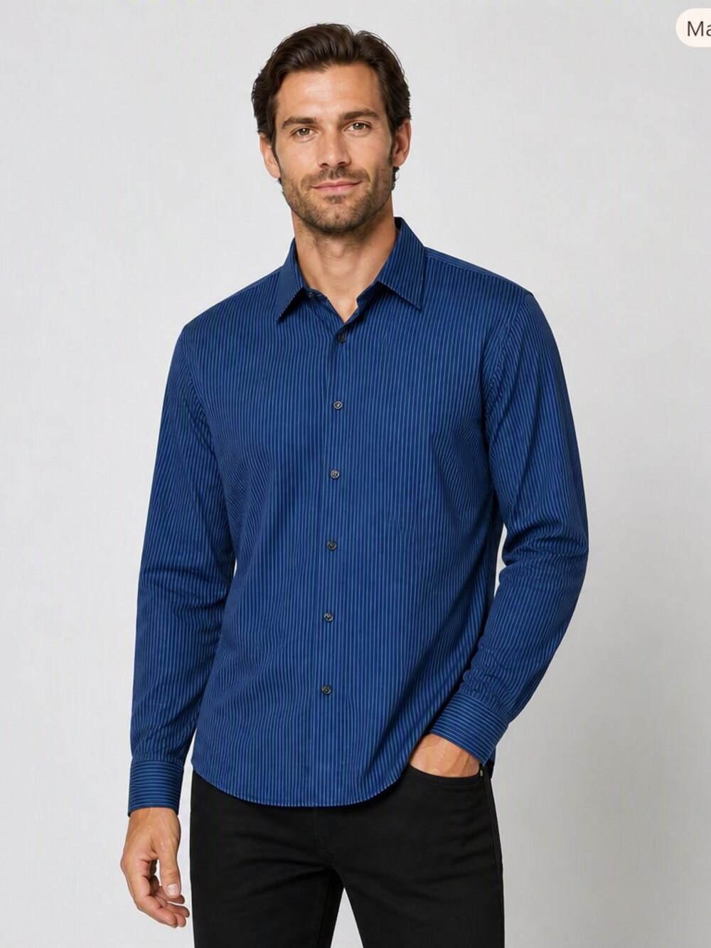 Express Pinstriped Shirt M Modern Fit Two-Ply Cotton Quiet Luxury Preppy Core